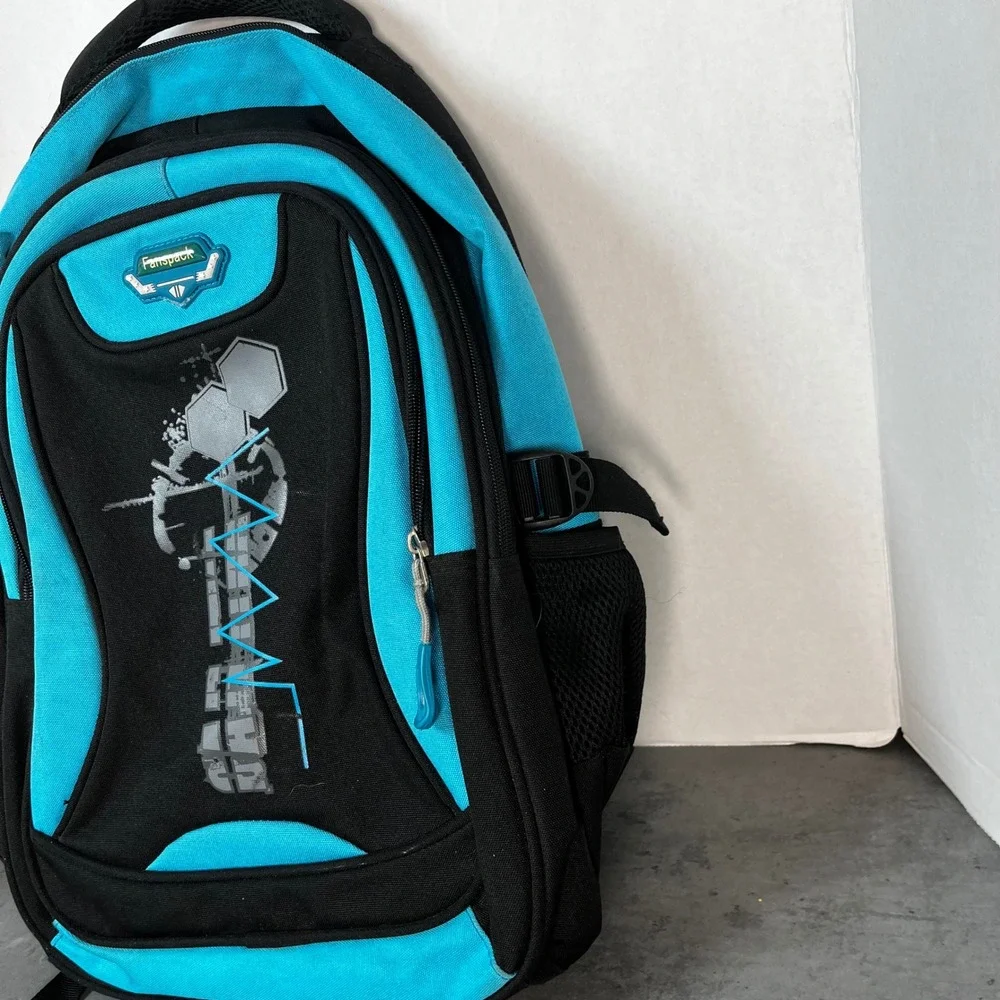 Fanspack Blue Black‎ Multi-Pocket School Travel Backpack with Reflective Straps